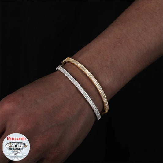 4mm 3-Row Moissanite Micro Pave Bangle for Men, image 2