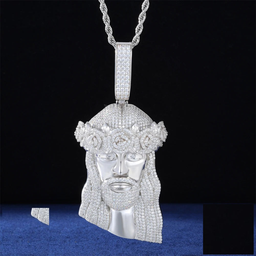 Iced Out Moissanite Jesus Pendant Necklace for Men, image 2