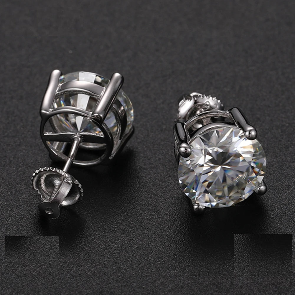 10mm 4ct Round Cut Moissanite Stud Earrings, image 2
