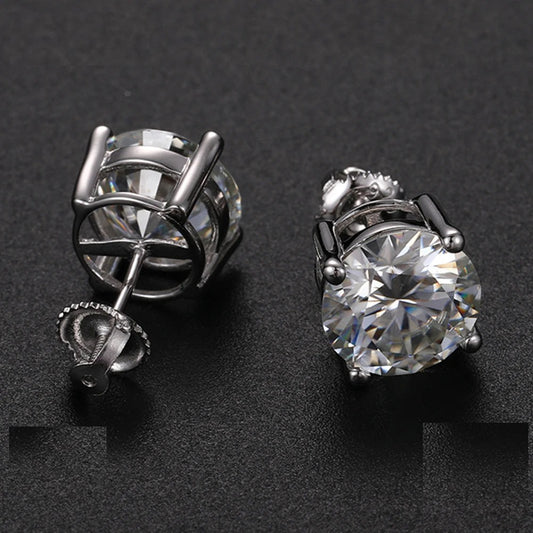 10mm 4ct Round Cut Moissanite Stud Earrings, image 2