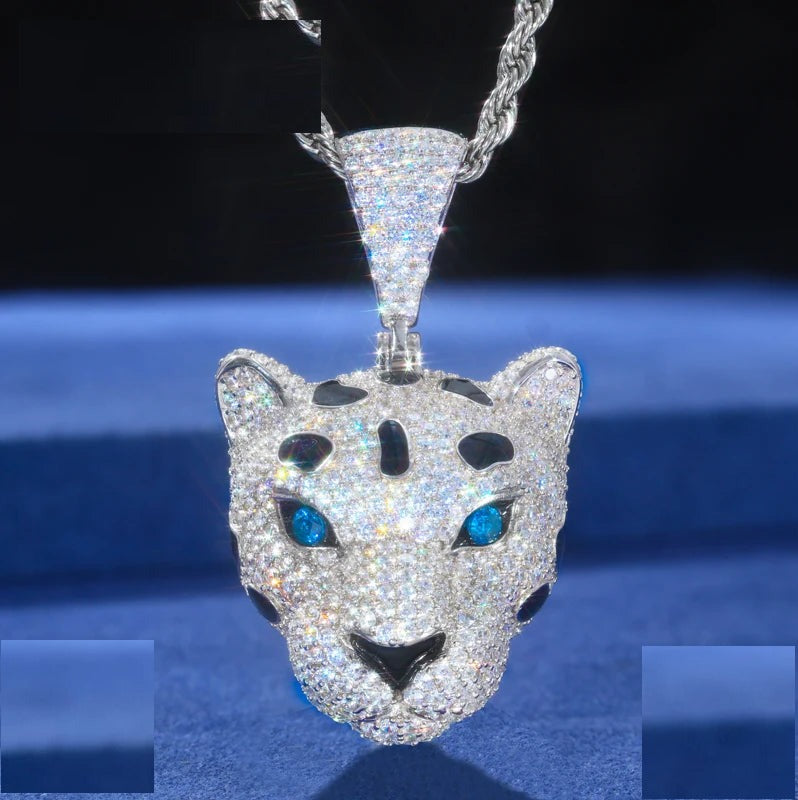 Iced Out Leopard Head Pendant for Men, image 2