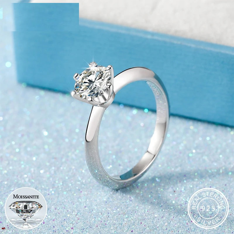 Round Cut Moissanite Solitaire Ring, image 2