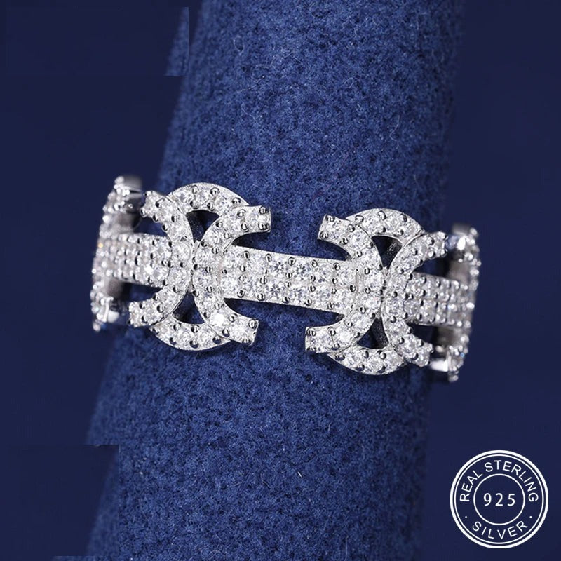 Iced Out Byzantine Pattern Band Ring, image 2
