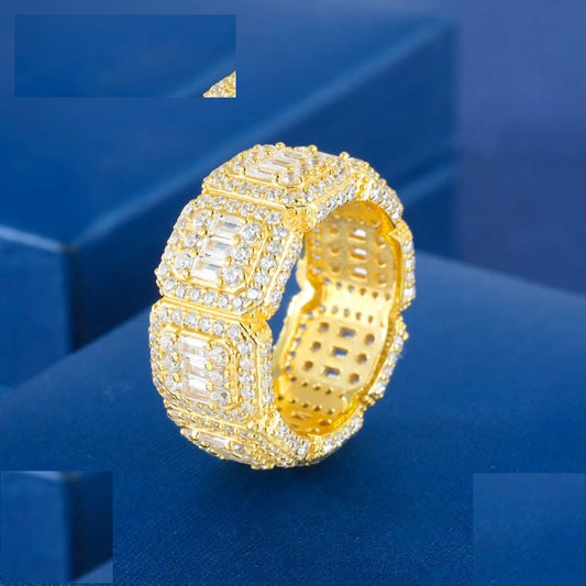 Iced Out Moissanite Wide Band Ring, image 3