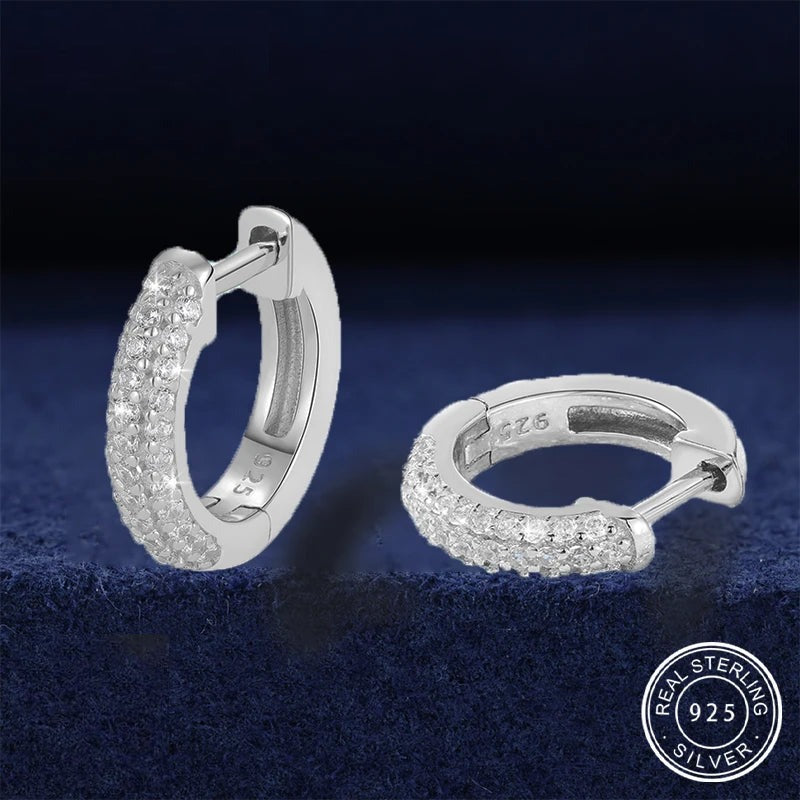 Moissanite Pave Huggie Hoop Earrings, image 2