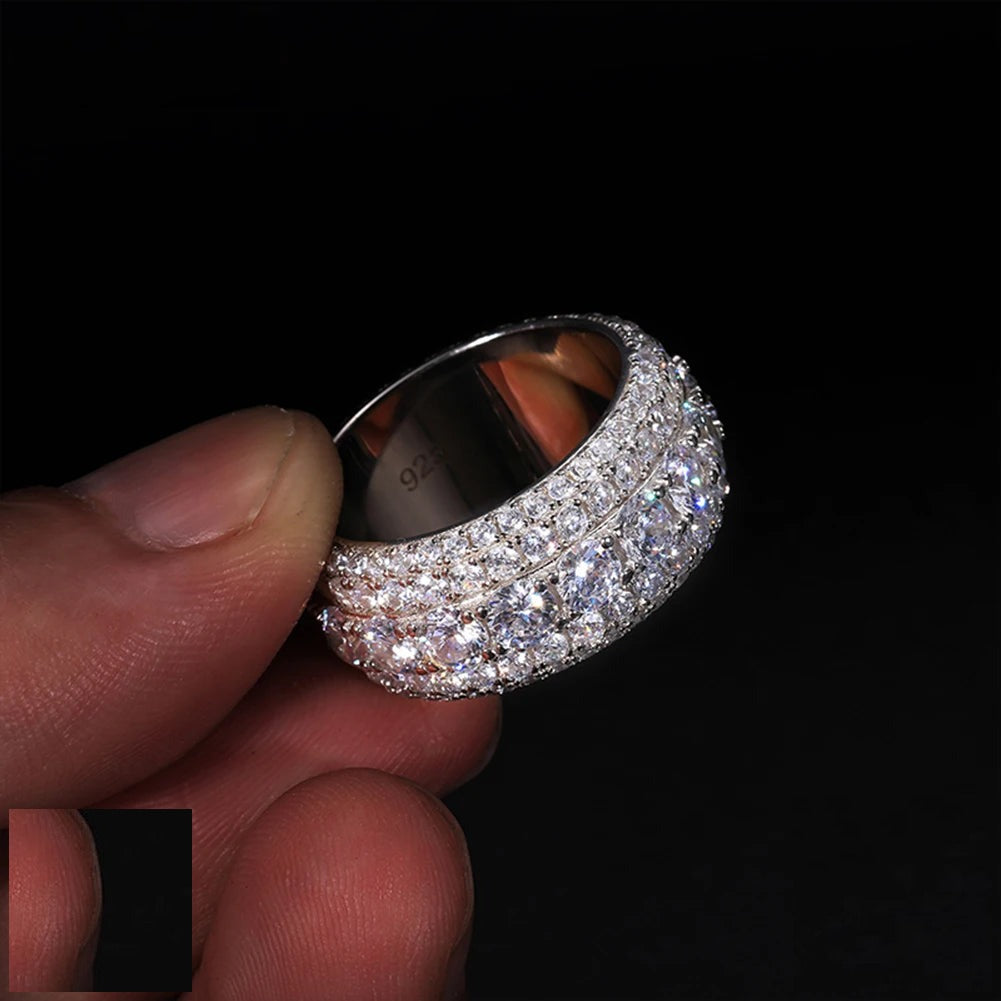 Three Row Pave Moissanite Band Ring for Men, image 2