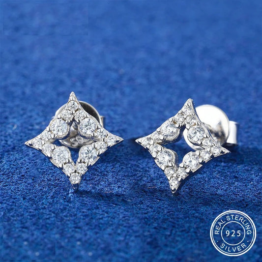 Moissanite Four Point Star Stud Earrings, image 3