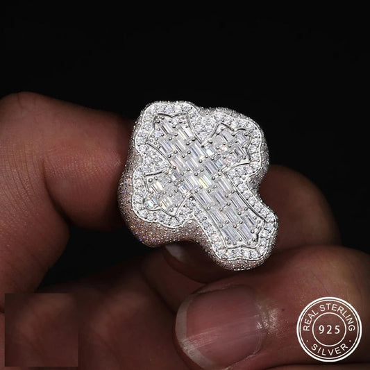 Iced Out Four Leaf Clover Ring for Men, image 2