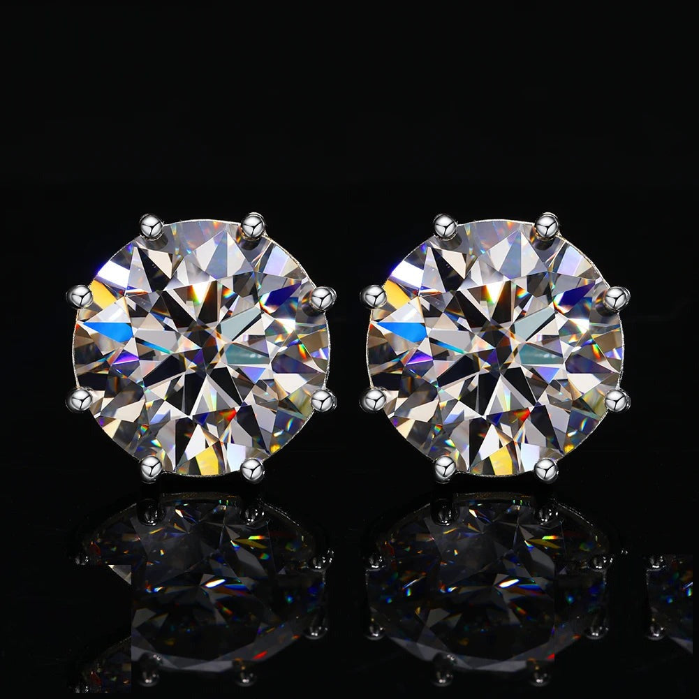 Round Cut Moissanite Stud Earrings, image 3