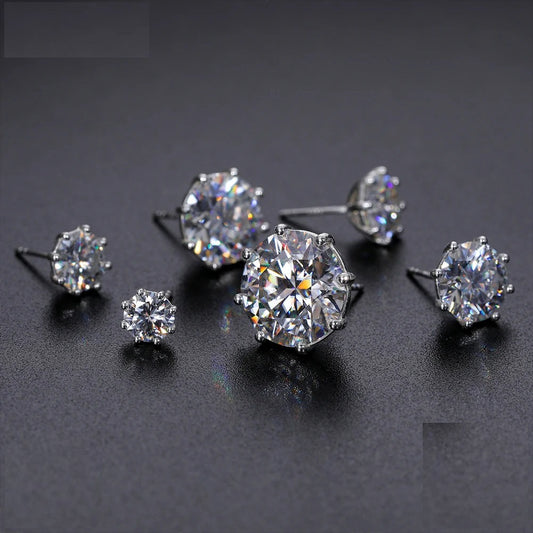 Round Cut Moissanite Stud Earrings, image 2