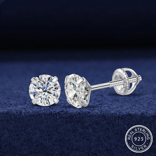 Round Cut Moissanite Stud Earrings, image 2