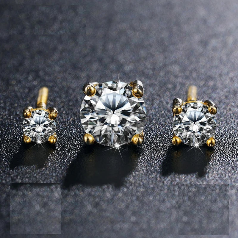 Round Cut Moissanite Stud Earrings, image 2