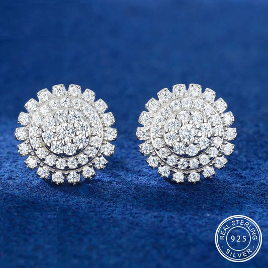 Moissanite Sunflower Cluster Stud Earrings, image 3