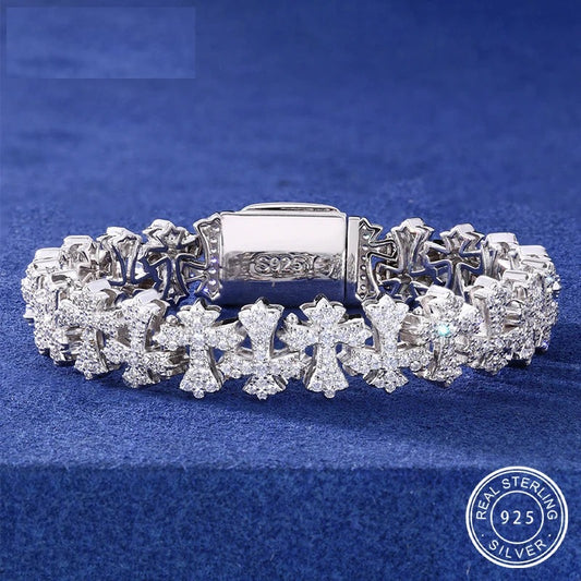 Iced Out Gothic Cross Link Bracelet for Men, image 2
