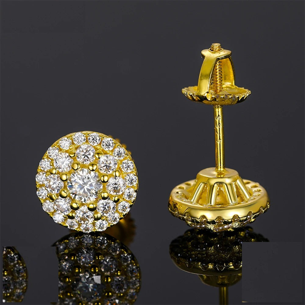 Moissanite Pave Dome and Solitaire Stud Earrings, image 2