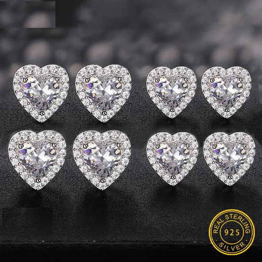 Moissanite Pave Heart Stud Earrings, image 3