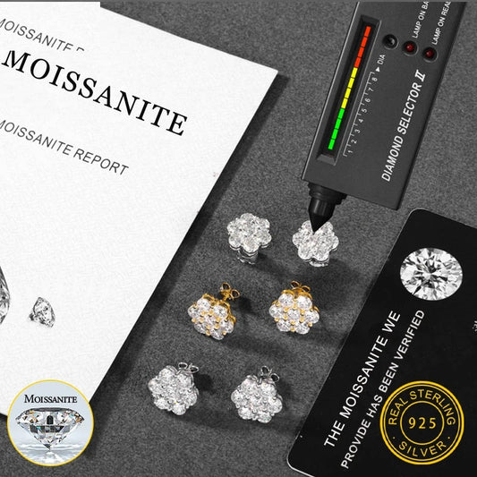 Moissanite Flower Cluster Stud Earrings, image 2
