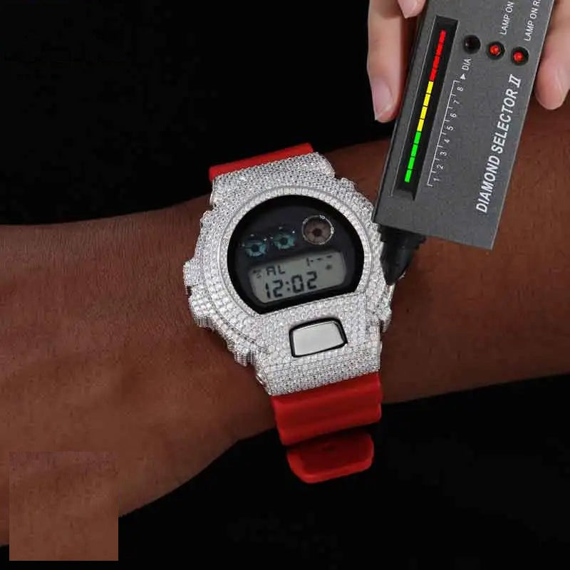 Iced Out Moissanite Watch Case for Casio G-Shock DW-6900, image 2