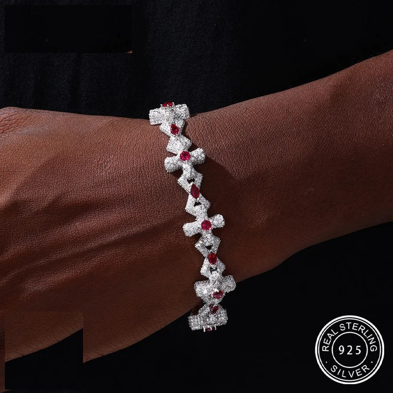 Iced Out Cross Link Bracelet for Men, image 3