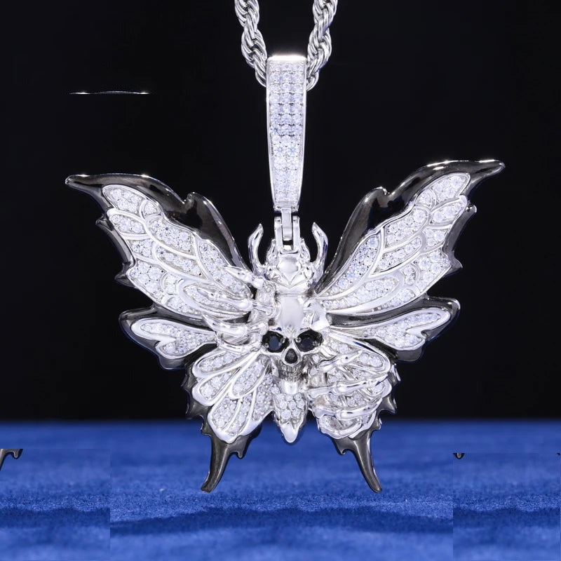 Iced Out Butterfly Pendant Necklace for Men, image 2