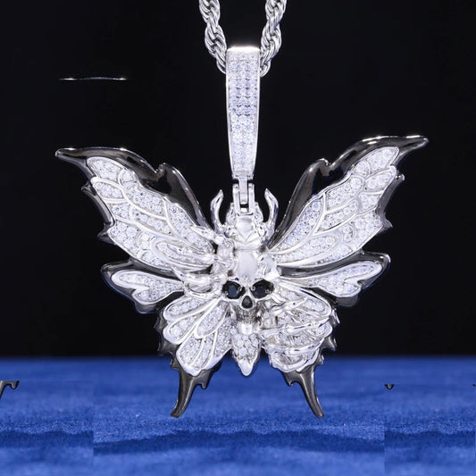 Iced Out Butterfly Pendant Necklace for Men, image 2
