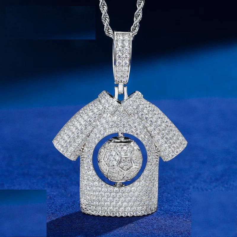 Iced Out Moissanite Football Jersey Pendant Necklace for Men, image 2