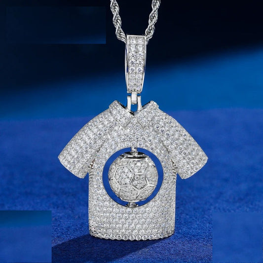 Iced Out Moissanite Football Jersey Pendant Necklace for Men, image 2