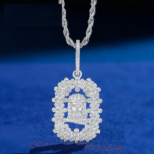 Iced Out Moissanite Jesus Portrait Pendant Necklace for Men, image 2