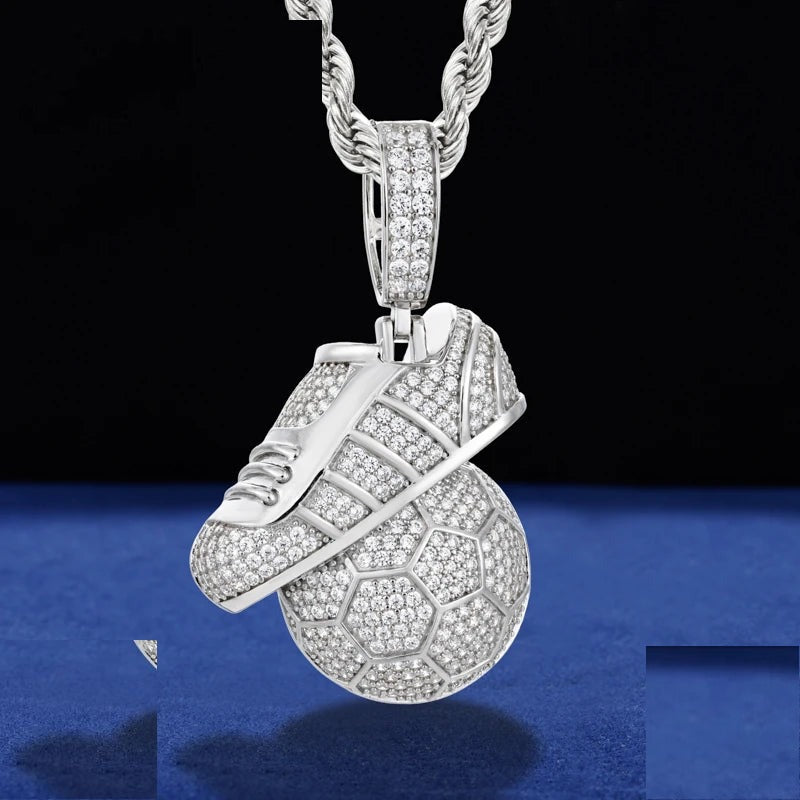 Iced Out Sneaker Pendant Necklace for Men