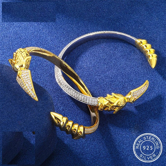 Iced Out Winged Spear Open Bangle, image 2