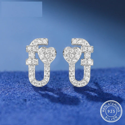 Moissanite Paper Clip Stud Earrings, image 3