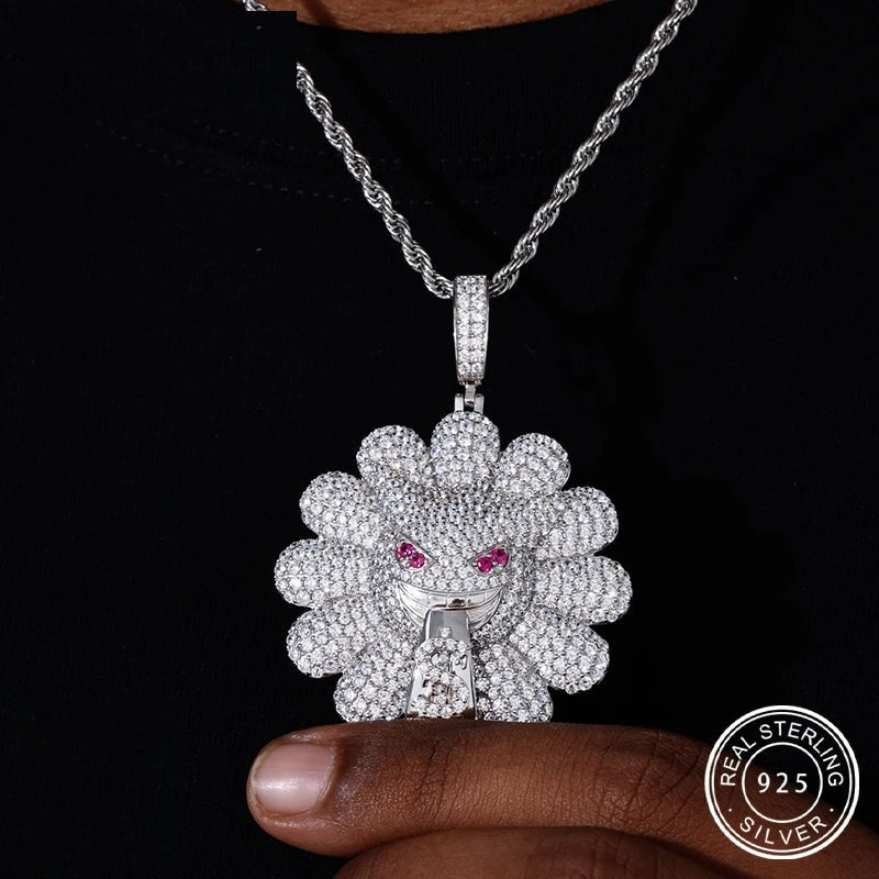 Iced Out Ghost Flower Pendant for Men, image 2