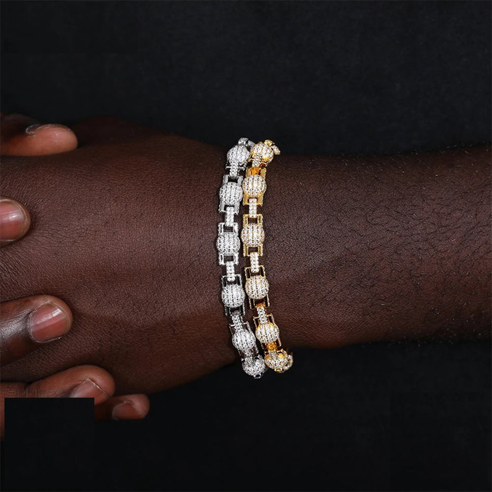Iced Out Bead Chain Bracelet or Necklace for Men
