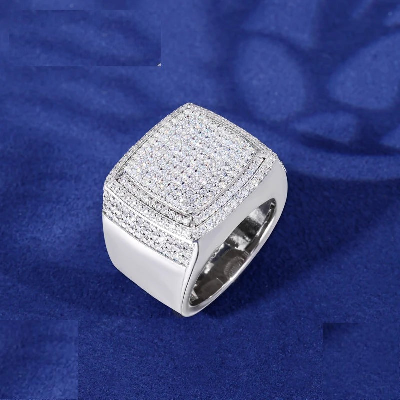 Iced Out Square Signet Ring for Men, image 3