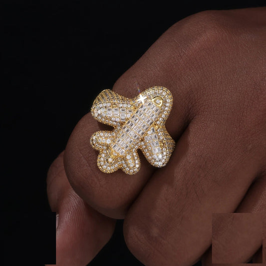 Iced Out Airplane Ring for Men, image 2