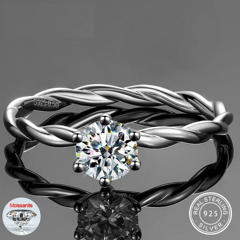 Moissanite Twisted Rope Solitaire Ring, image 2