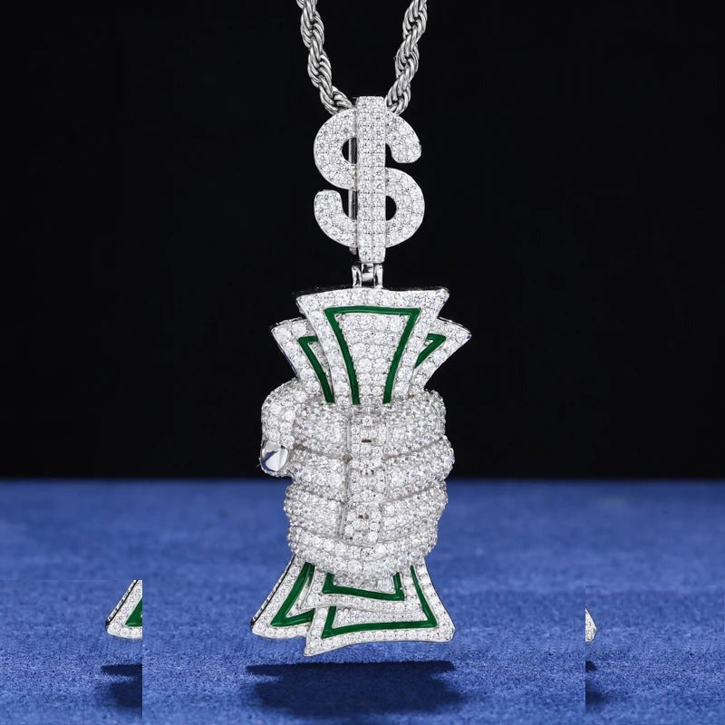 Iced Out Money Pendant Necklace for Men, image 2