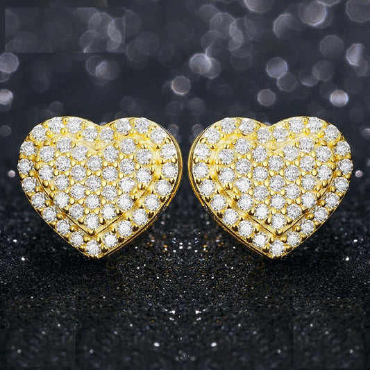 Moissanite Pave Heart Stud Earrings, image 2