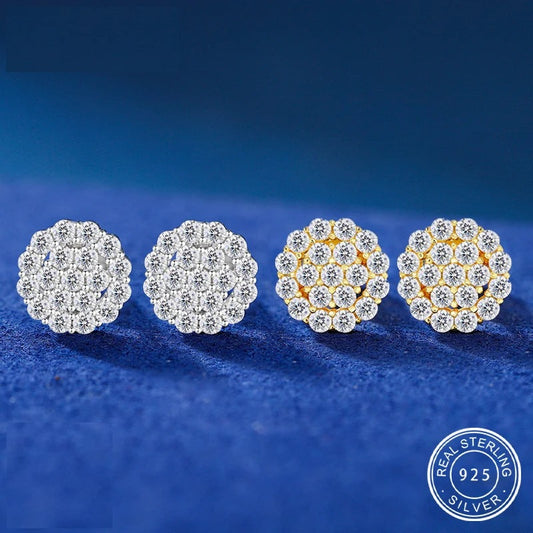 Iced Out Moissanite Cluster Stud Earrings for Men, image 3