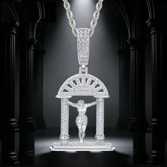 Iced Out Crucifix Arch Pendant Necklace for Men, image 2