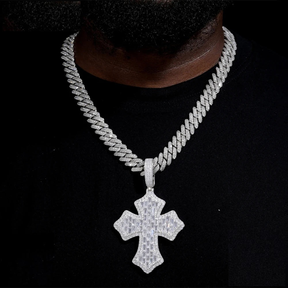 Iced Out Cross Pendant Necklace for Men