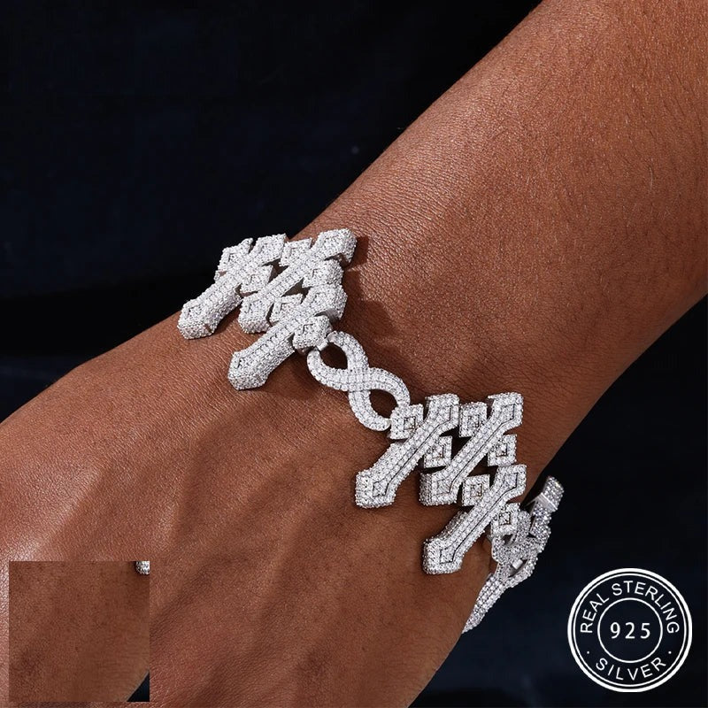 Iced Out Cross and Infinity Link Bracelet for Men, image 2