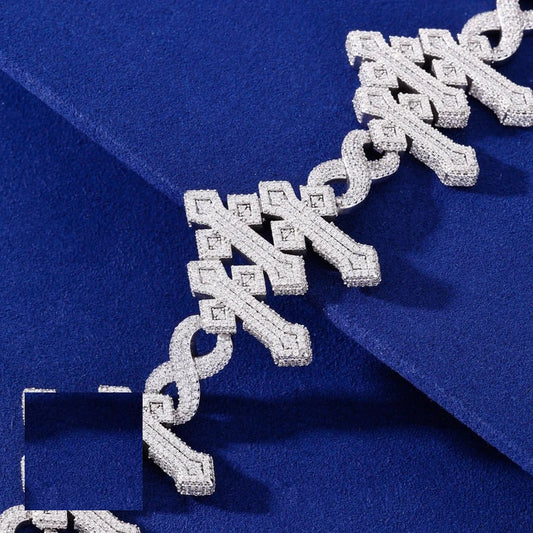 Iced Out Cross and Infinity Link Bracelet for Men, image 6