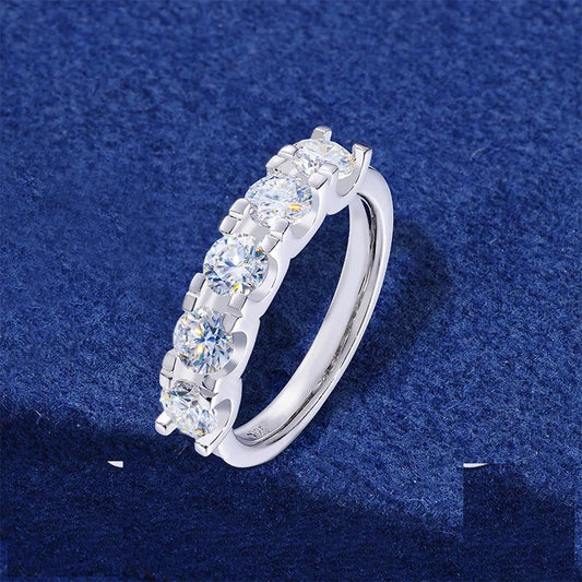 Iced Out Moissanite Half Eternity Band Ring, image 2