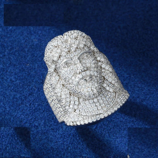 Iced Out Jesus Head Ring for Men