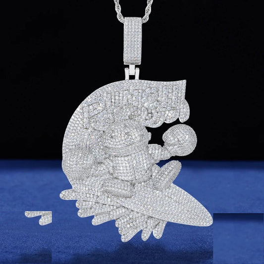 Iced Out Cartoon Boxer Pendant Necklace for Men, image 2