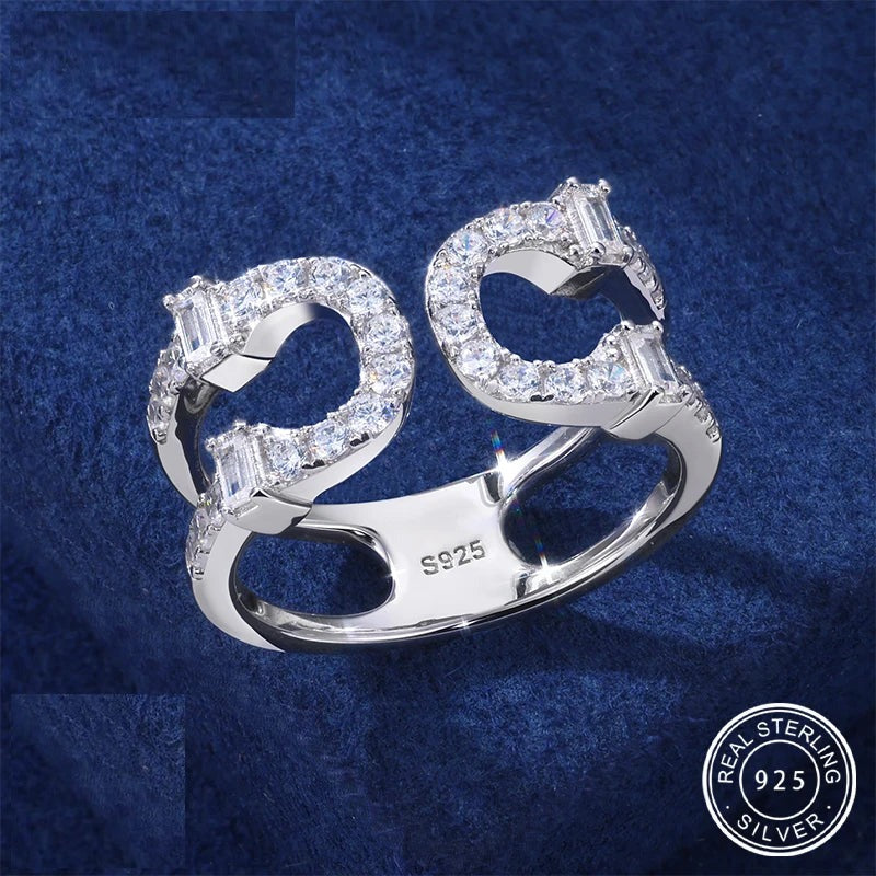 Moissanite Double Horseshoe Open Ring, image 2
