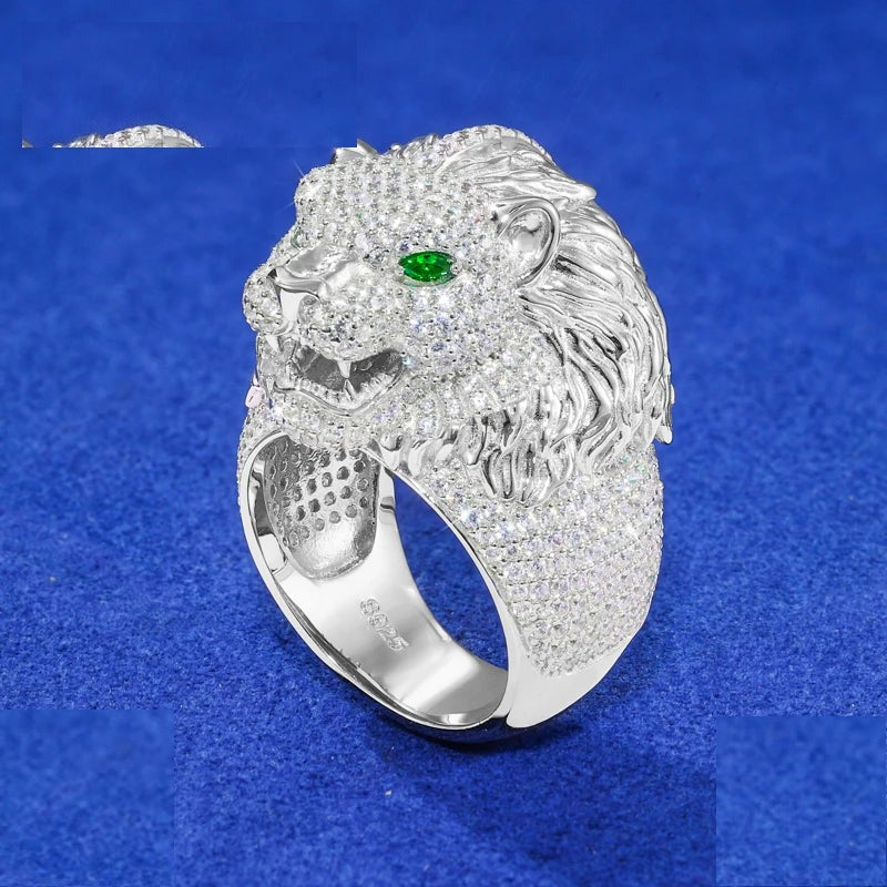 Iced Out Lion Head Ring for Men, image 2