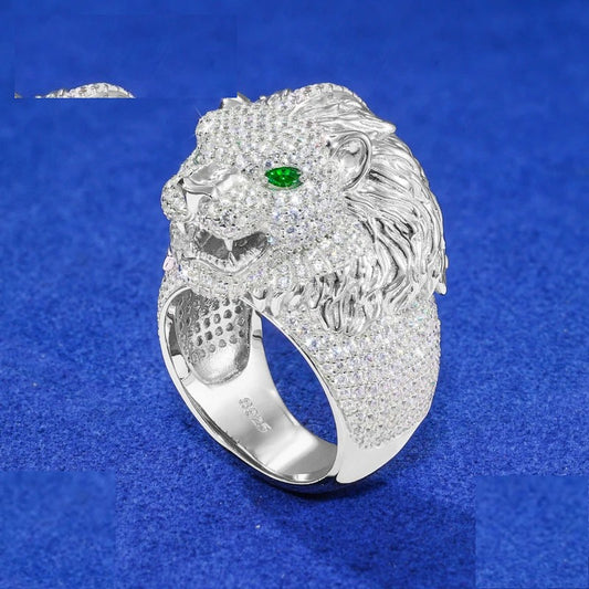 Iced Out Lion Head Ring for Men, image 2