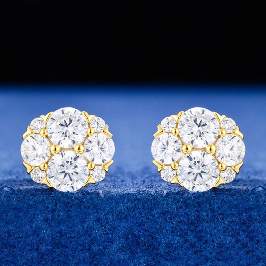 Moissanite Flower Cluster Stud Earrings, image 3
